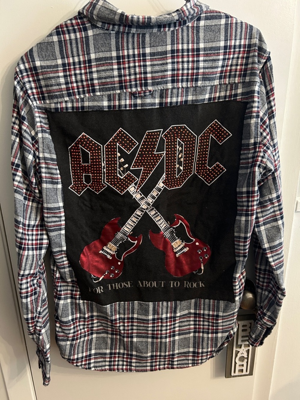 AC/DC Plaid Flannel Shirt - Red, Black, Gray large